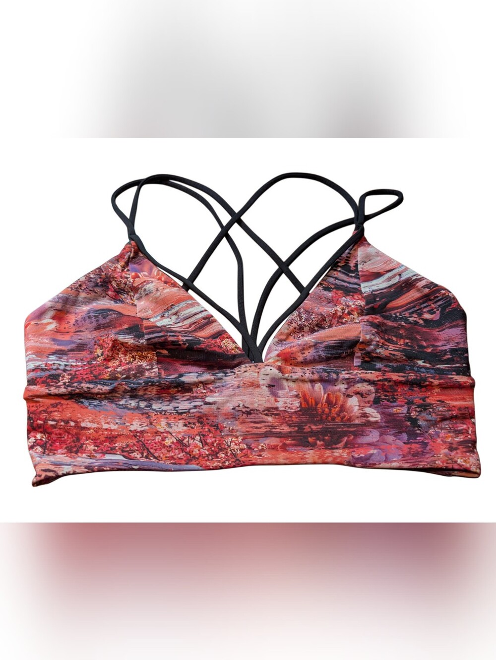 Lululemon Strappy Floral-Print Bralette in Multi-Red